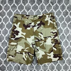 Camo Cargo Shorts Mens 44‎ Beige Multi Pocket Army Casual Cotton Eddie Domani